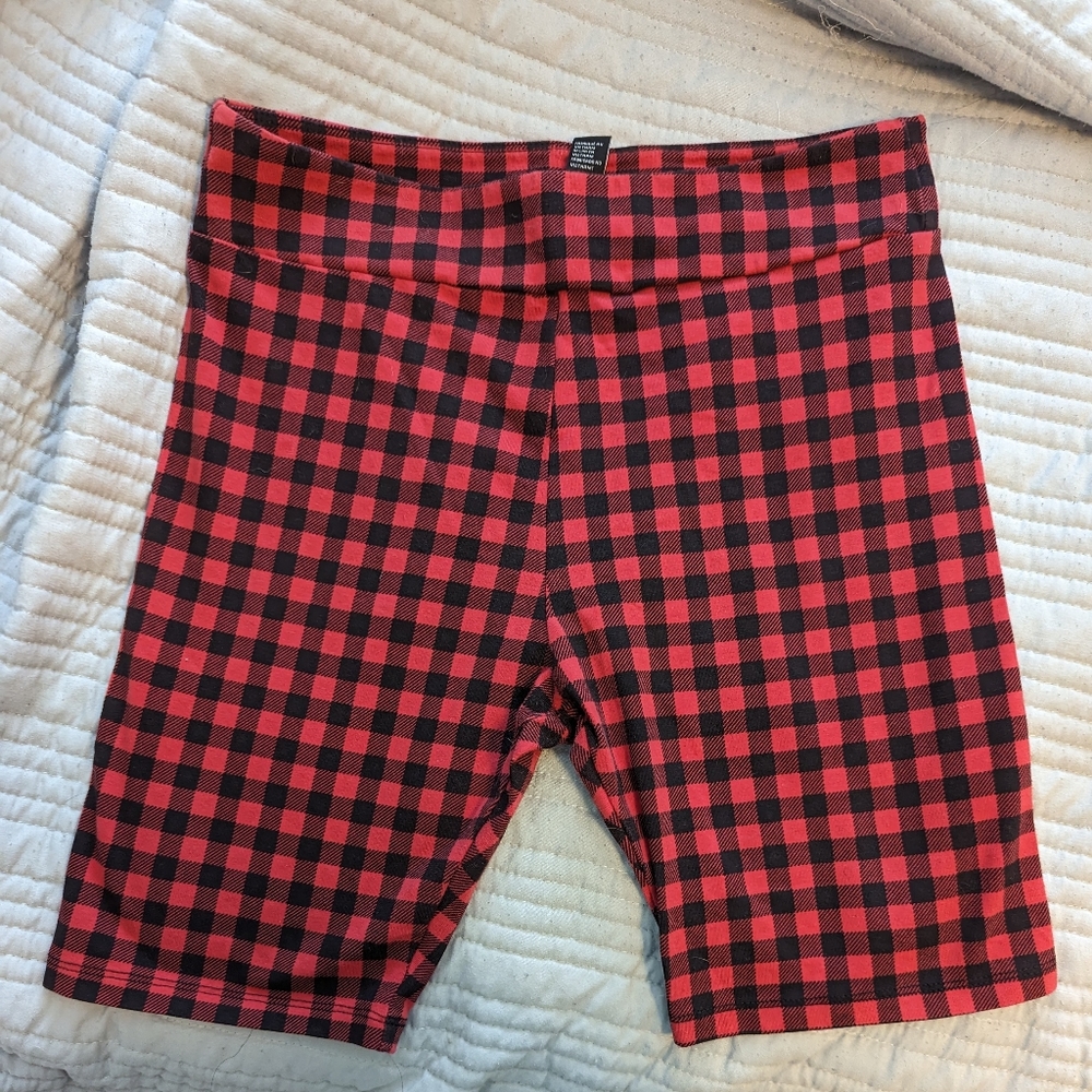 Forever 21 Biker Shorts in Red Plaid Medium